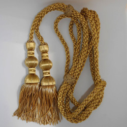 Dark gold cord 3 m with 18 cm dark gold tassels with fringe