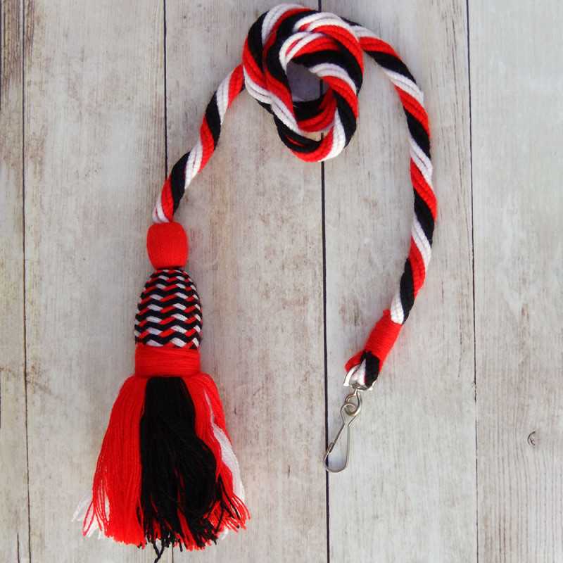 Large handmade multicolor silk tassel with cord for bands 70 cm