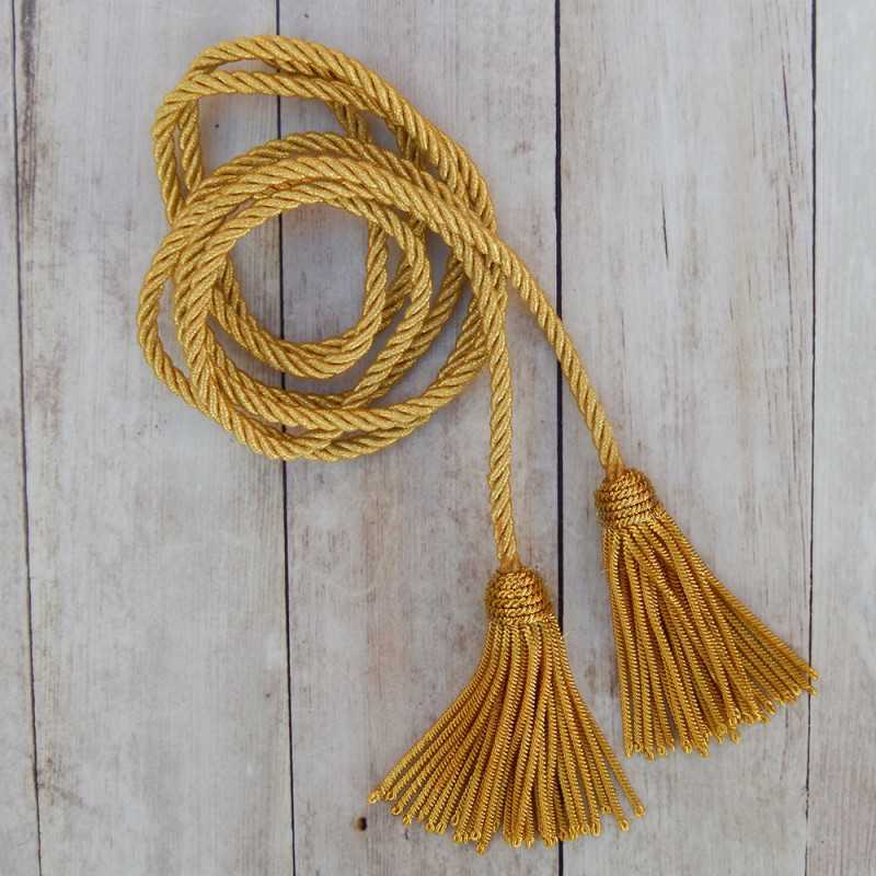 Gold handmade cingulate belt 1.5 m with 7 cm tassels