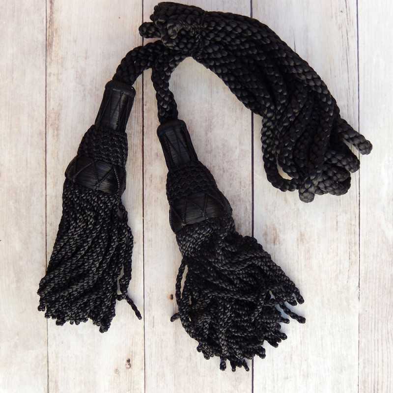 Black silk handmade cingulate belt 1.5m with 15 cm tassels.